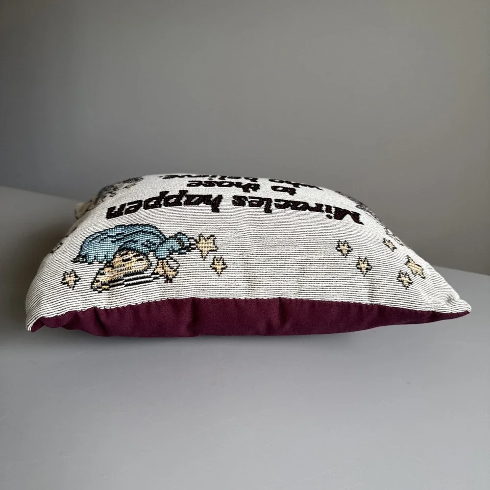 Tapestry Pillow Miracles Happen To Those Who Believe 90's Cottagecore 11x8